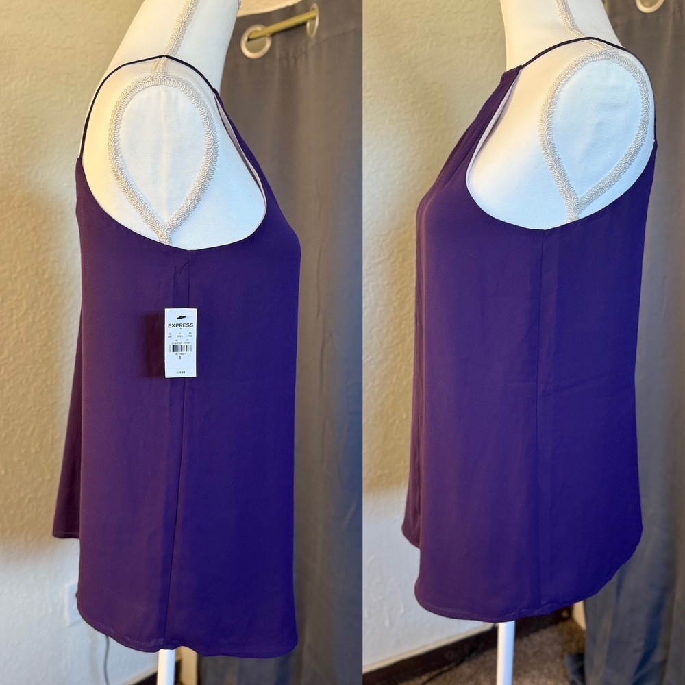 Express Womens Purple Halter Keyhole Neckline Camisole Top Small NWT - Picture 3 of 6